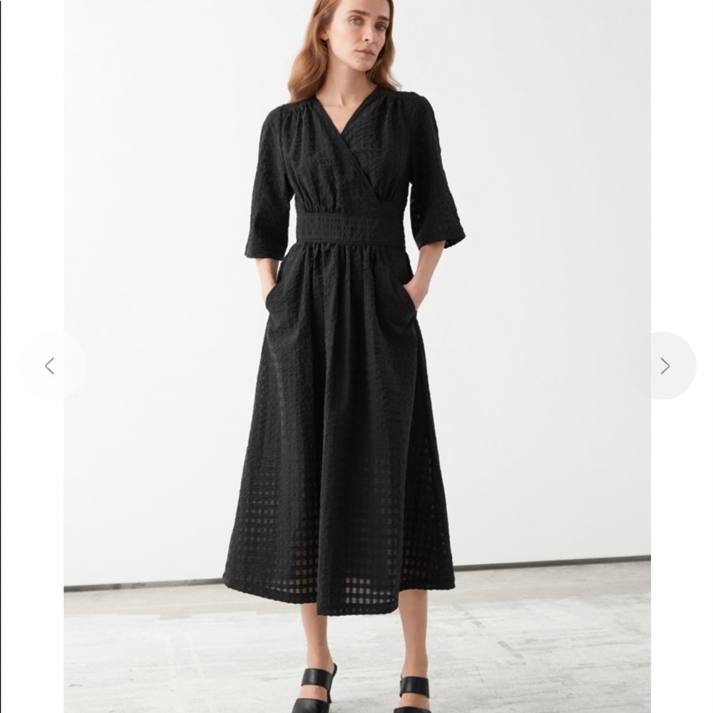 & Other Stories Black Midi Wrap Dress 2 XS